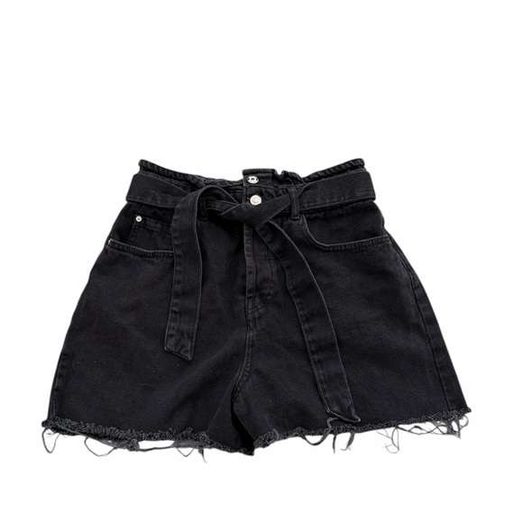Zara High Rise Paper Bag Denim Short - Picture 1 of 2